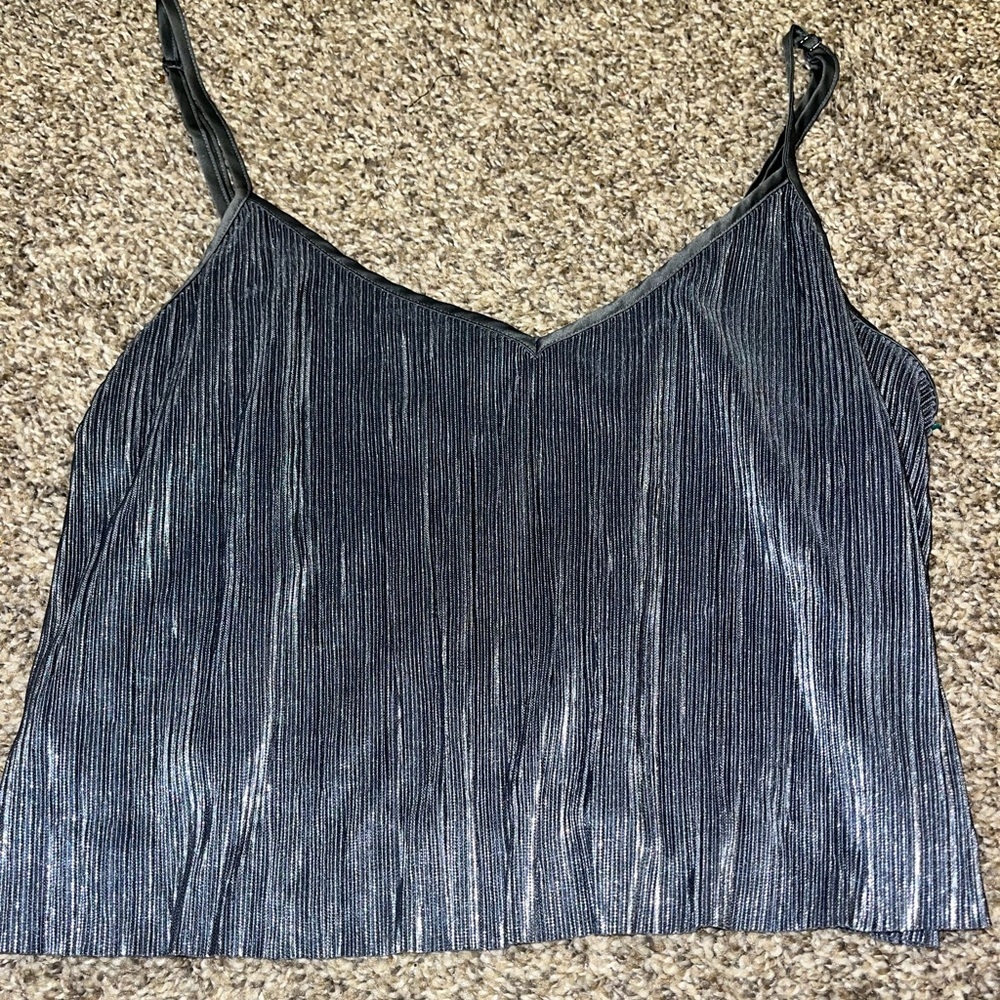 Victoria's Secret Metallic Grey Shine Pleated Sexy Crop Cami Top Women’s S